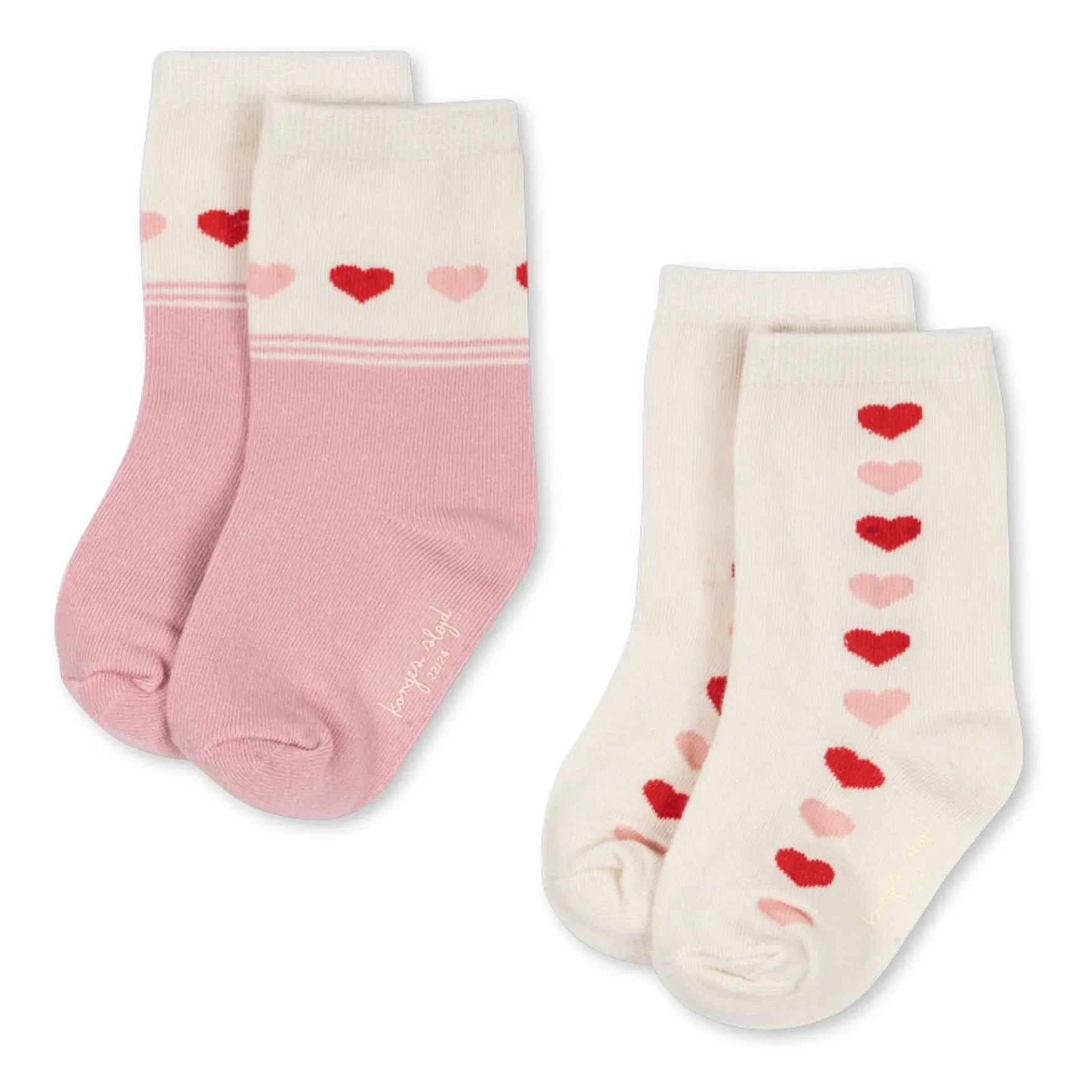 Konges Sløjd - Set de 2 pares de calcetines de jacquard con corazones | Crudo