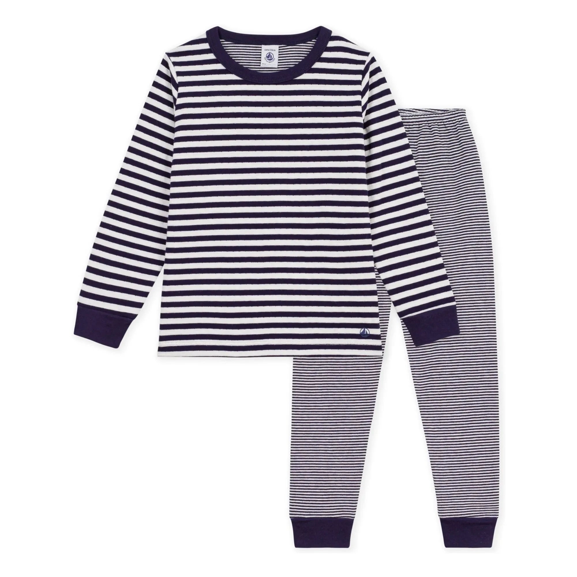 Petit Bateau - Pijama a rayas de algodón органик | Azul marino