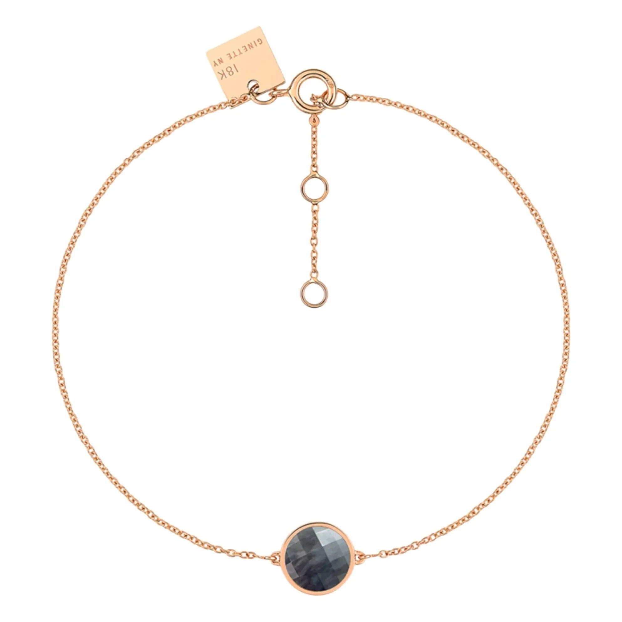 Ginette NY - Pulsera Disc Mini Pixie Ever Negro | Oro rosa