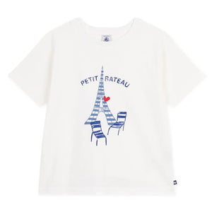 Petit Bateau - Eiffel Tower Tişört Organik pamuk | Beyaz
