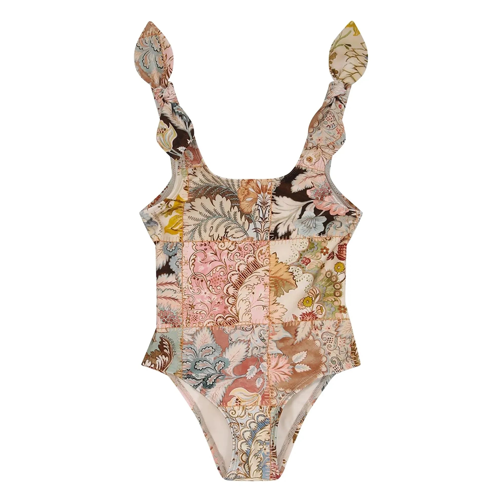 Zimmermann - Traje de Baño Patchwork Floral Rayos de Sol | Rosa Claro