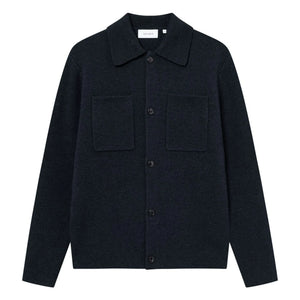 Les Deux - Fischer Milano Overshirt de Lana Gruesa con Cuello Acanalado | Azul Marino