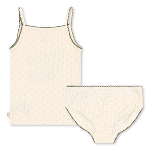 Konges Sløjd - Set de camiseta de tirantes y braguita de algodón orgánico Minnie Cerises | Crudo
