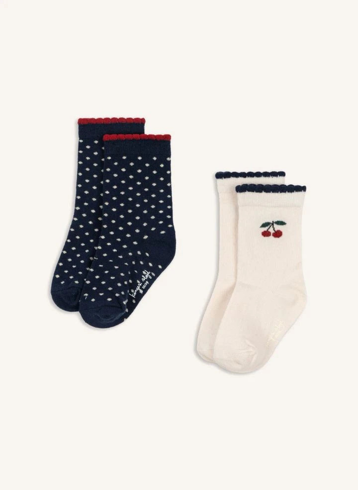 Konges Sløjd - Set de 2 pares de calcetines Cherry | Azul marino