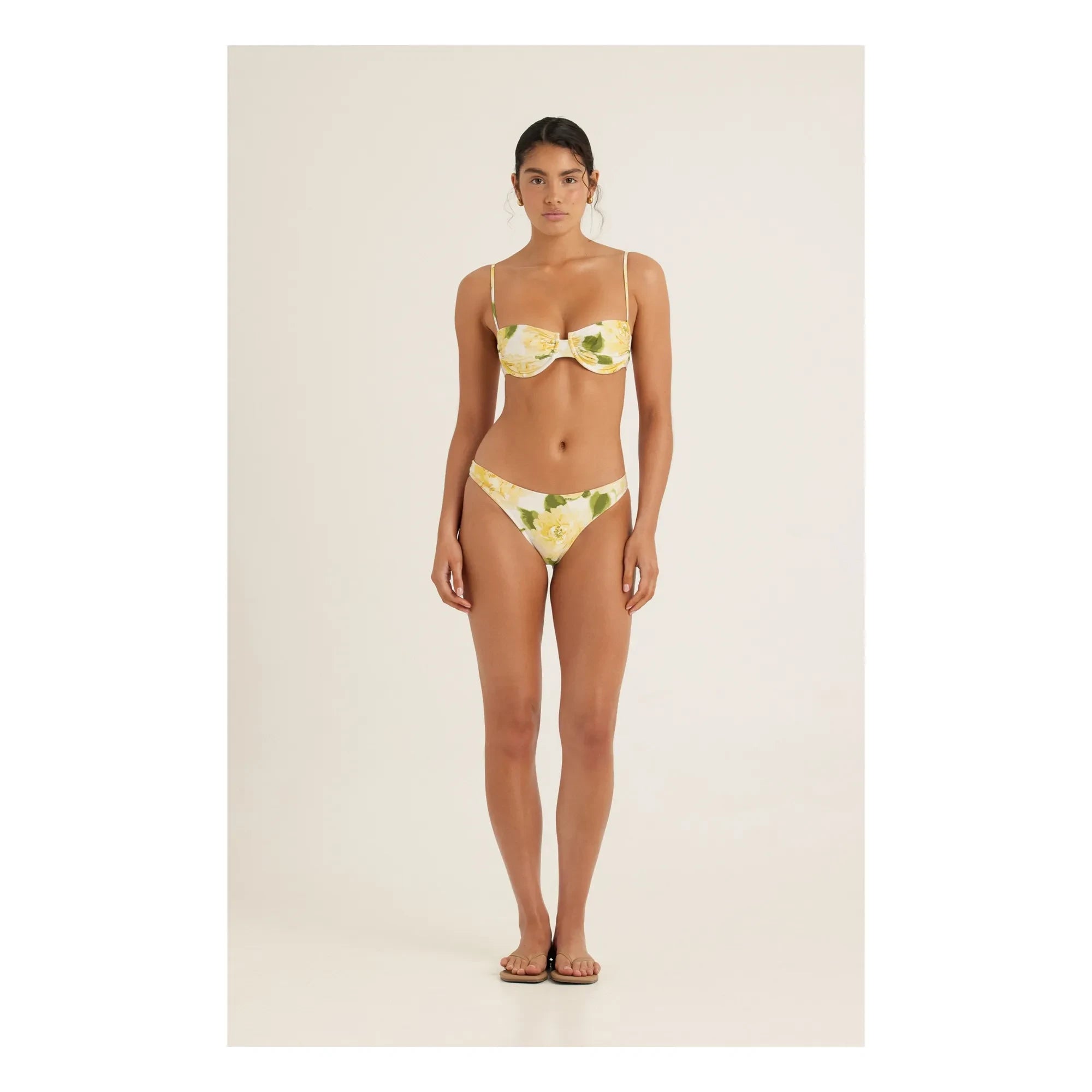 Peony - Top de bikini balconette fruncido para las vacaciones | Amarillo