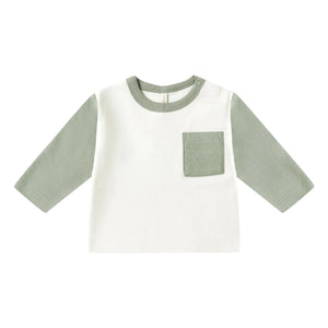 Quincy Mae - Camiseta con bolsillo raglán de algodón orgánico | Verde jade