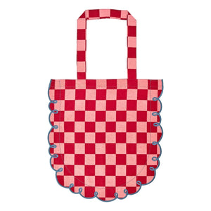 Bitossi - Bolso tote de algodón Dama Rosa Gingham | Rojo