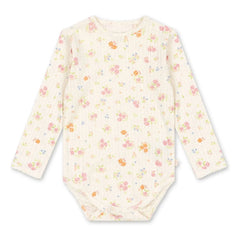 Konges Sløjd - Body de algodón orgánico acanalado con estampado floral Minnie | Crudo