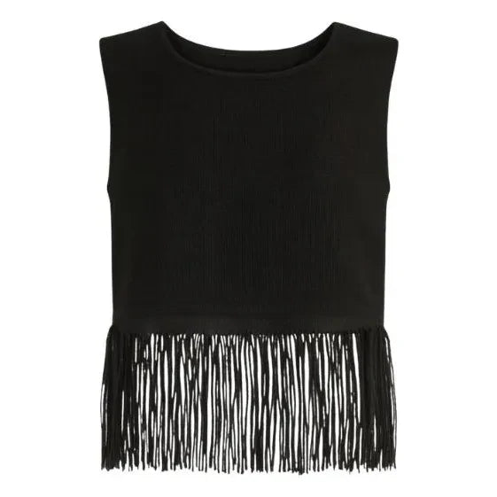 Vanessa Sposi - Top con borlas de lino | Negro