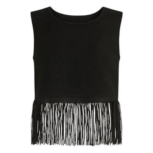 Vanessa Sposi - Top con borlas de lino | Negro