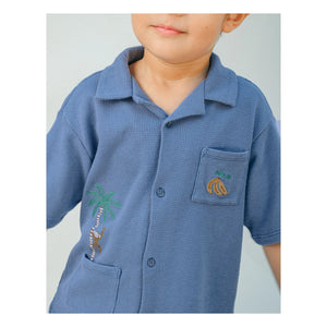 Gingersnaps - Tommy Monkey Camisa con relieve | Azul