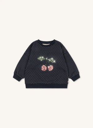 Konges Sløjd - Lou Polka Dot Organik Pamuklu Sweatshirt | Lacivert