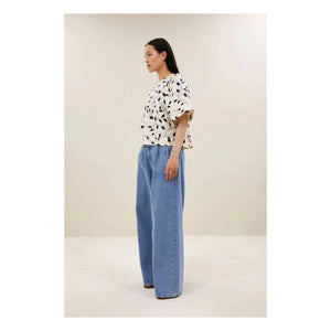 By Bar - Blusa Botánica de Algodón Olivia | Azul noche