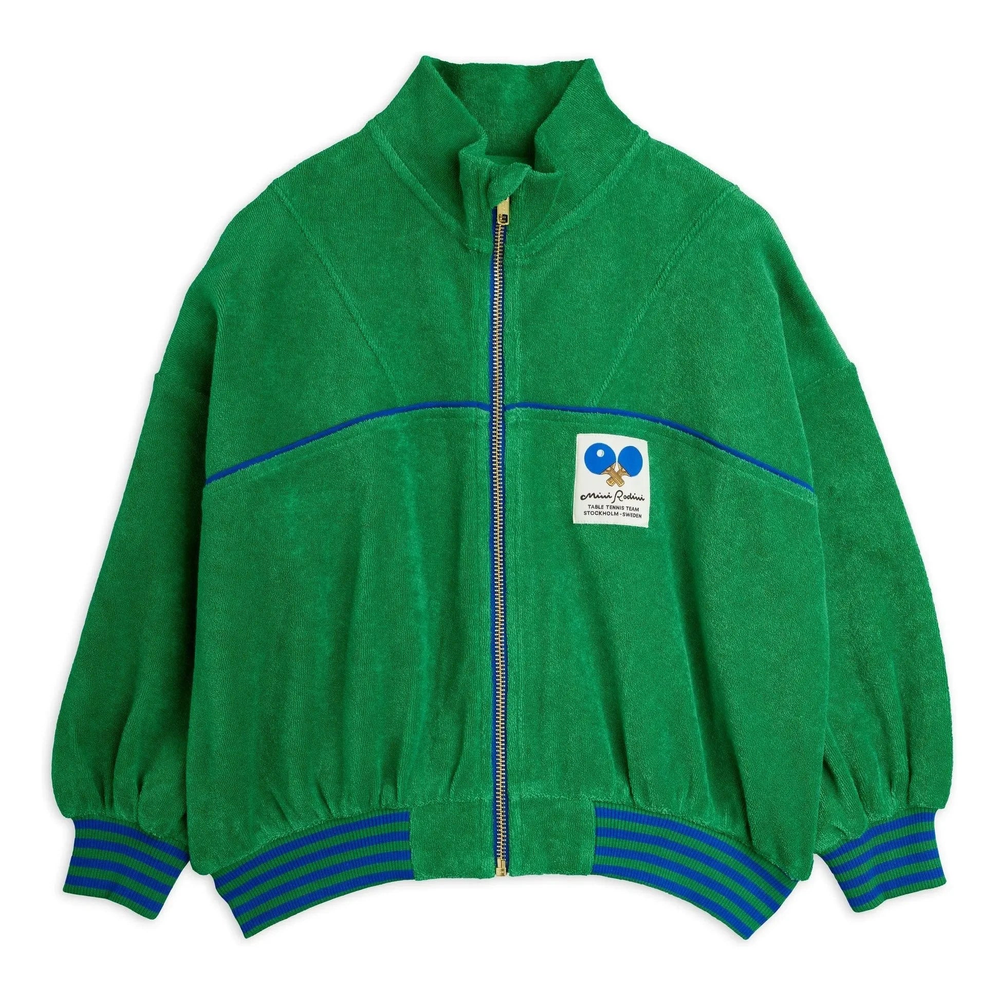 Mini Rodini - Sudadera con cremallera de rizo de algodón orgánico | Verde