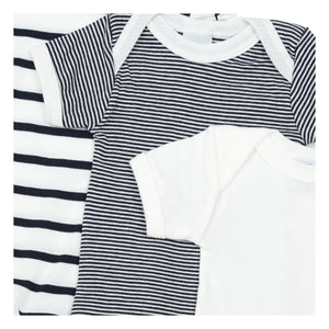Petit Bateau - Conjunto de 3 peleles de algodón orgánico a rayas sin mangas | Azul