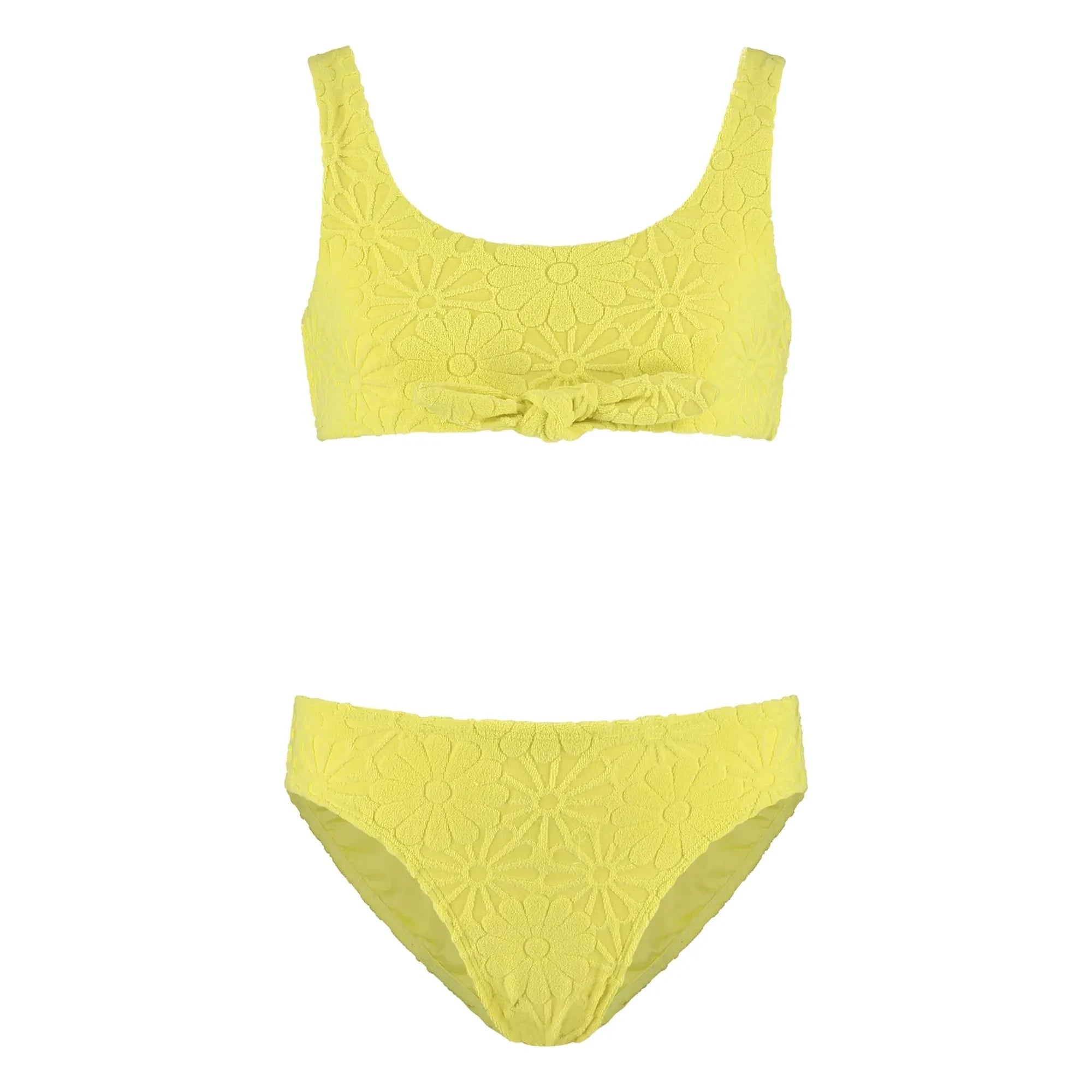 Beachlife - Bañador con textura de flores y lazo | Amarillo