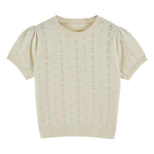 Emile et Ida - Camiseta calada de lino | Crema