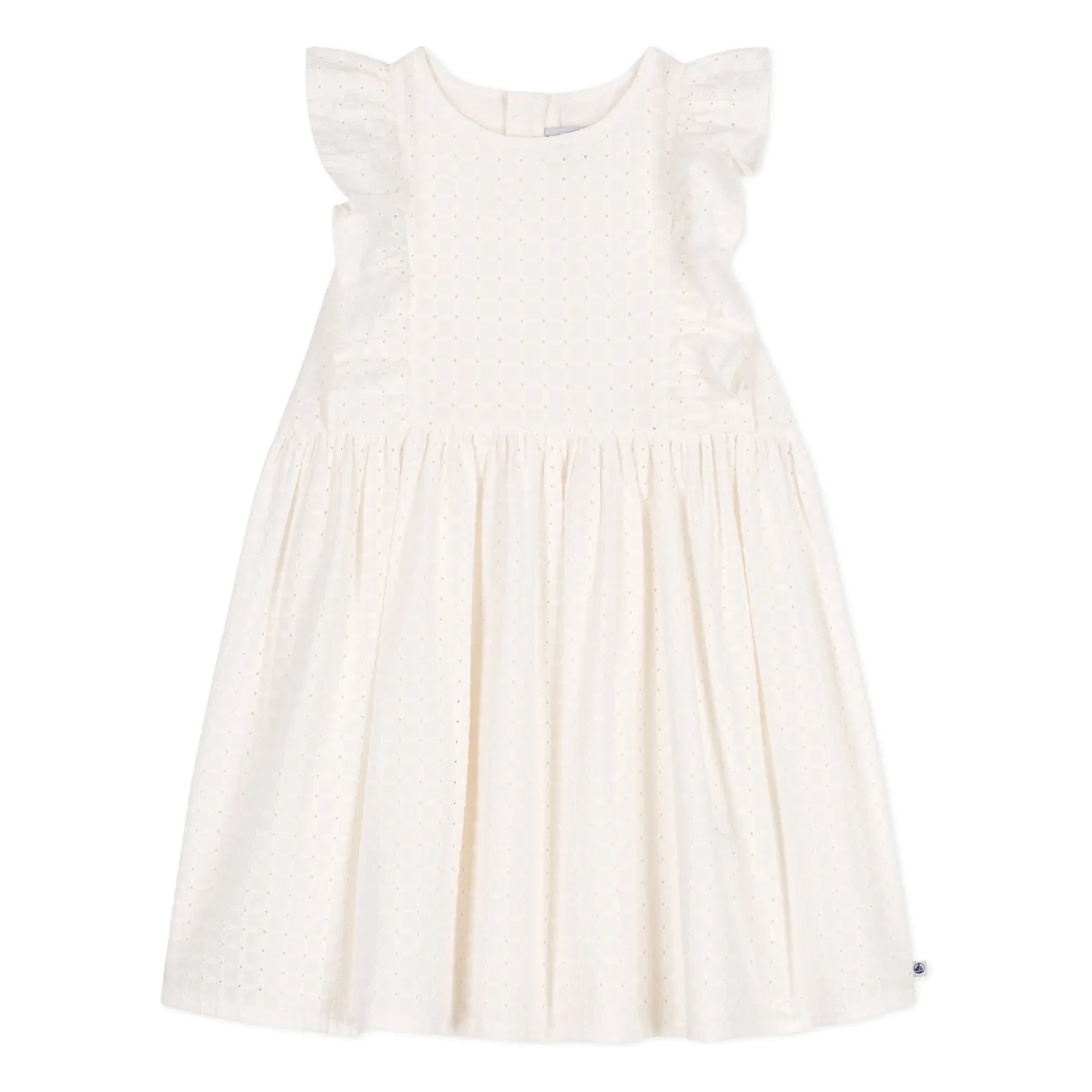 Petit Bateau - Vestido Brendice Broderie Anglaise Algodón orgánico | Blanco
