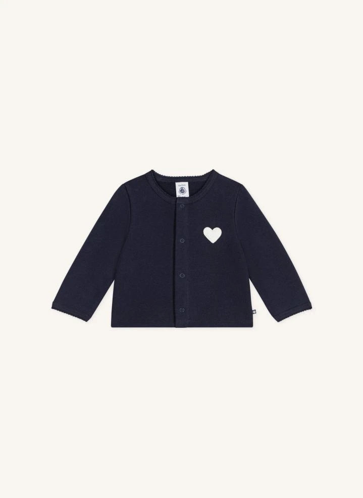 Petit Bateau - Cárdigan con corazón de algodón orgánico | Azul noche