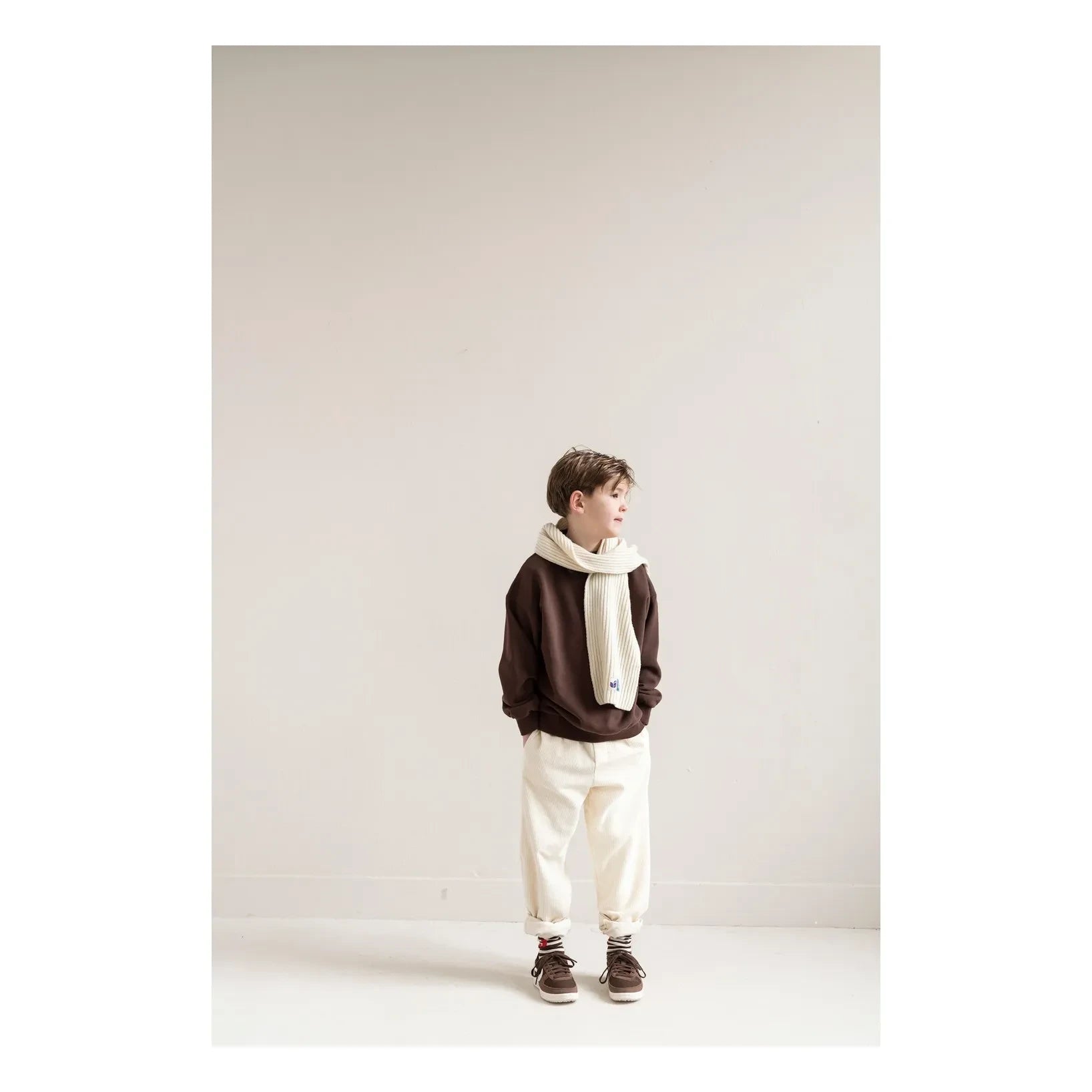 Jenest - Pantalón cómodo de pana acanalada de algodón orgánico | Blanco