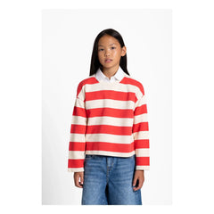Smallable Kid - Camiseta de algodón orgánico a rayas de peonías | Roja