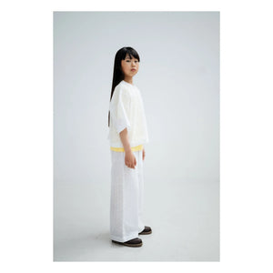 Repose AMS - Blusa con botones en la espalda de algodón orgánico Anglaise bordado | Blanco