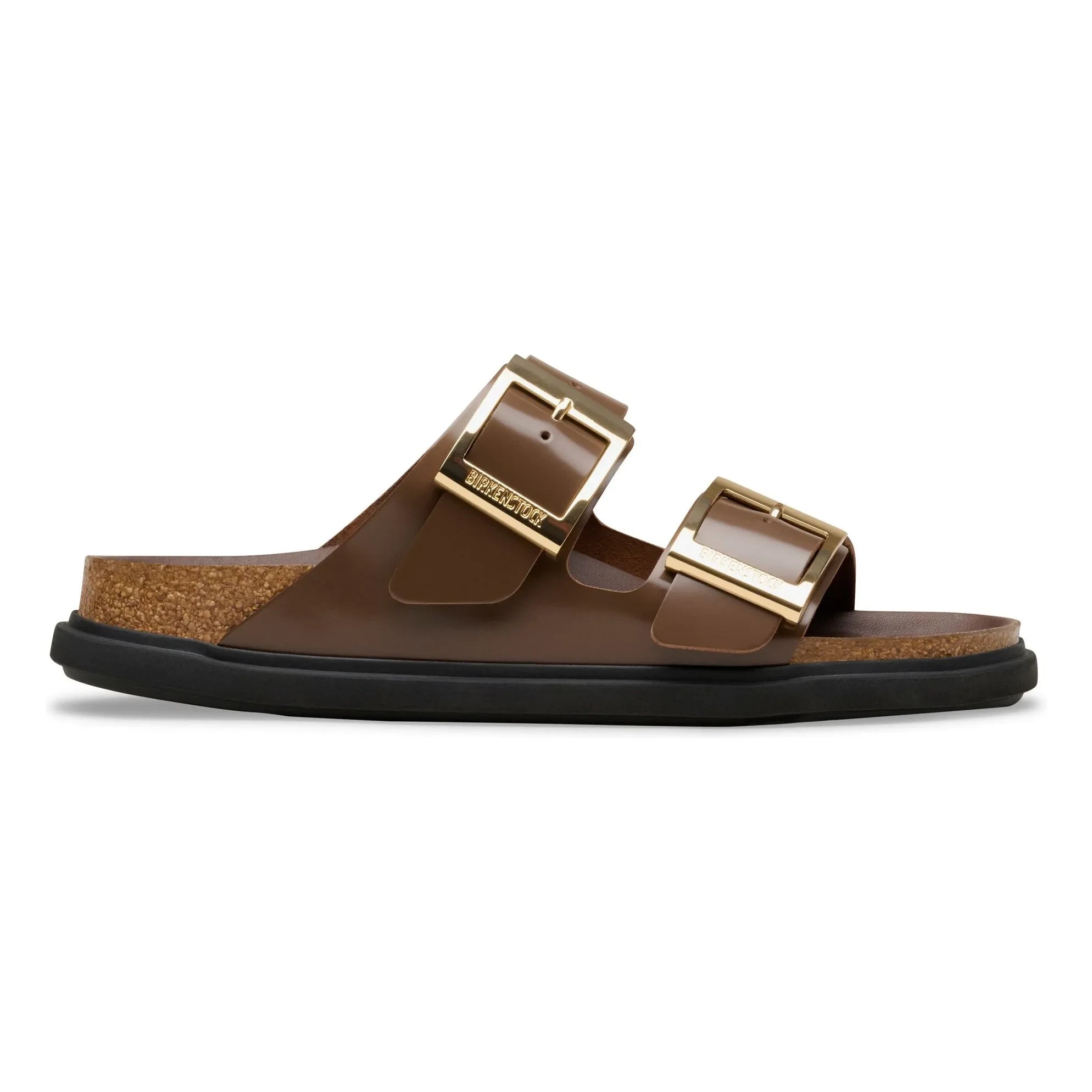 BIRKENSTOCK - Sandalias Arizona con hebillas en forma de lágrima de charol | Marrón
