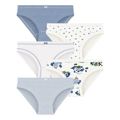 Petit Bateau - Set de 5 bragas de algodón orgánico Paris | Azul