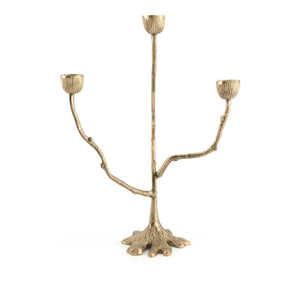 Doing Goods - Candelabro triple Misty de latón reciclado | Dorado