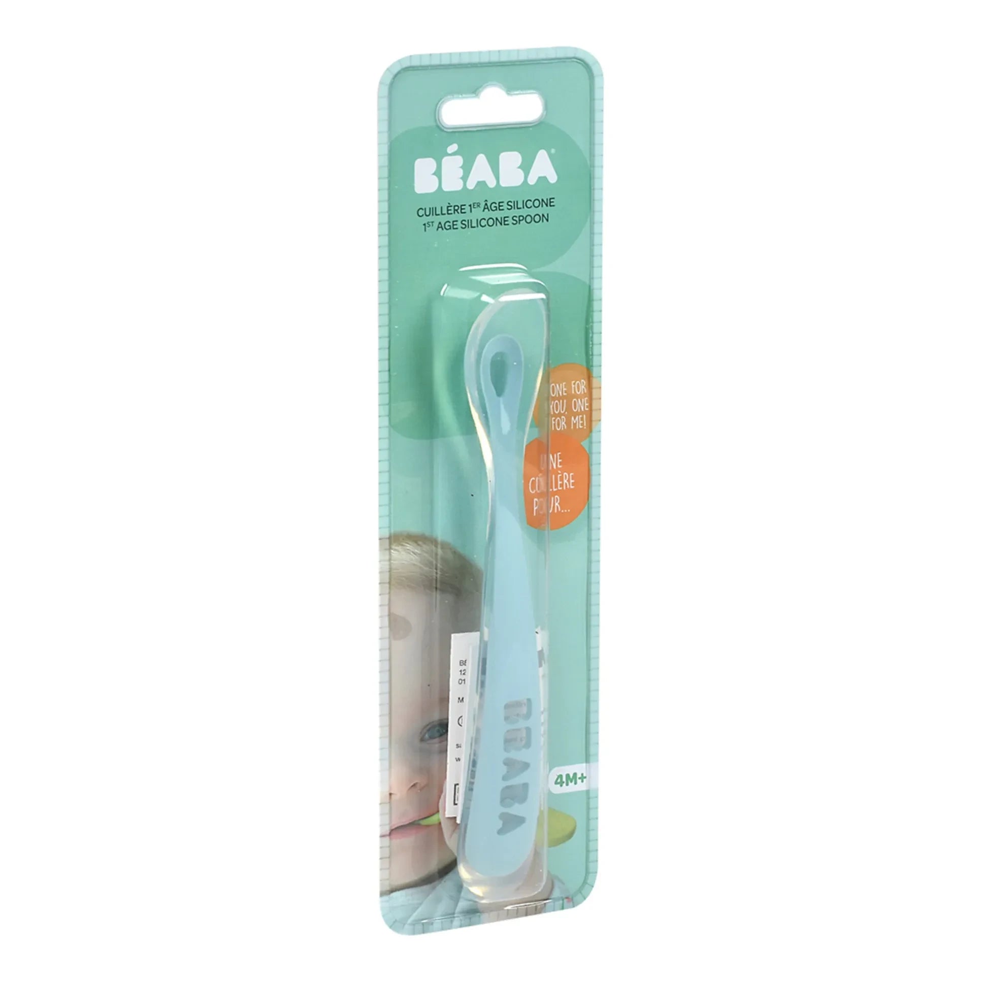 Béaba - Cuchara para Bebé de Silicona Suave | Azul claro