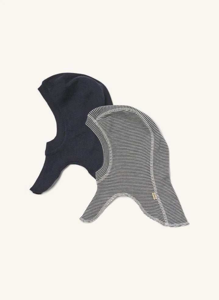 Wheat - Pack de 2 Felix Balaclava de lana a rayas | Azul marino