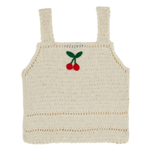 Emile et Ida - Top de ganchillo de cerezas | Crema