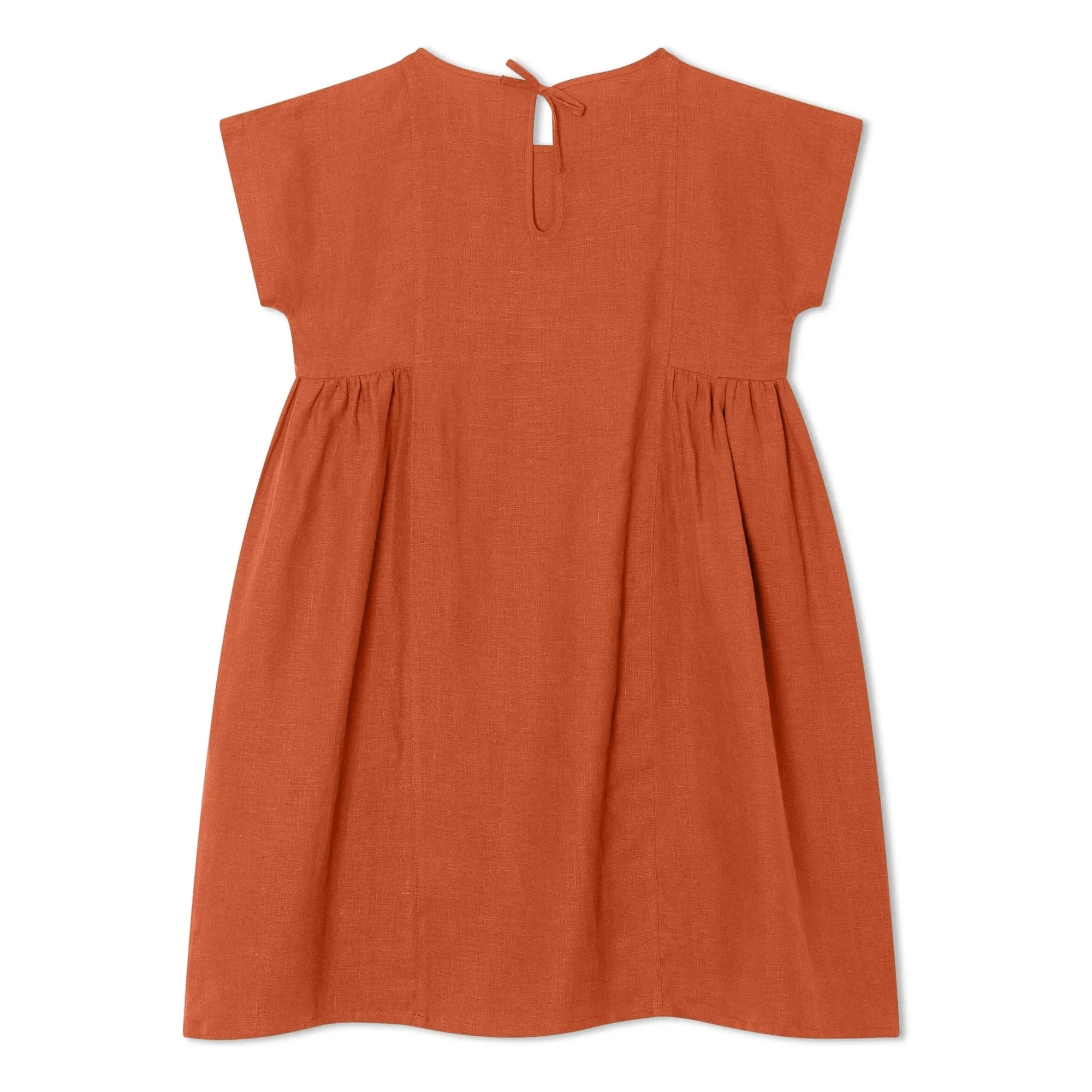Matona - Vestido midi de lino con corte en caja | Verde Oscuro