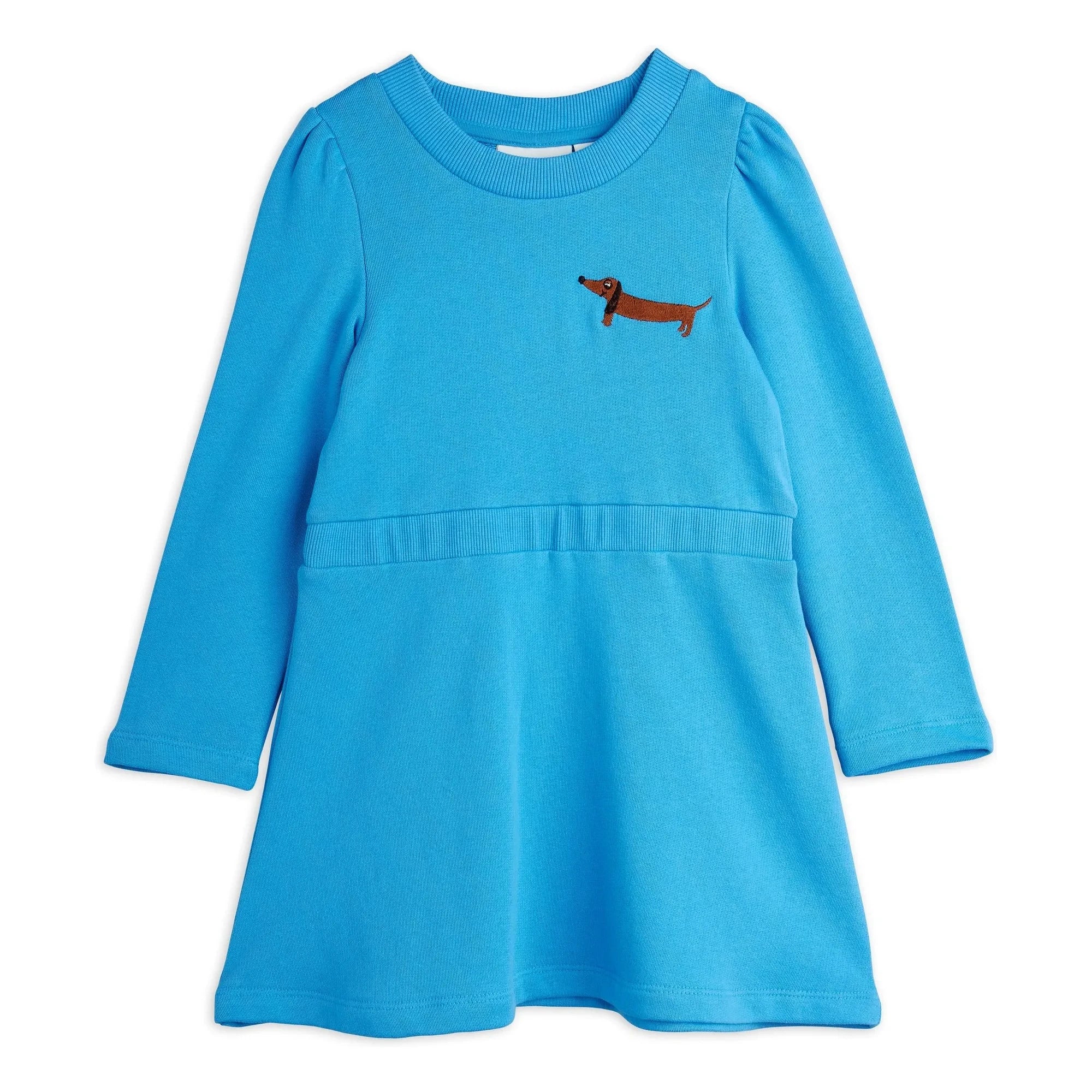 Mini Rodini - Vestido de algodón orgánico con perro salchicha | Azul