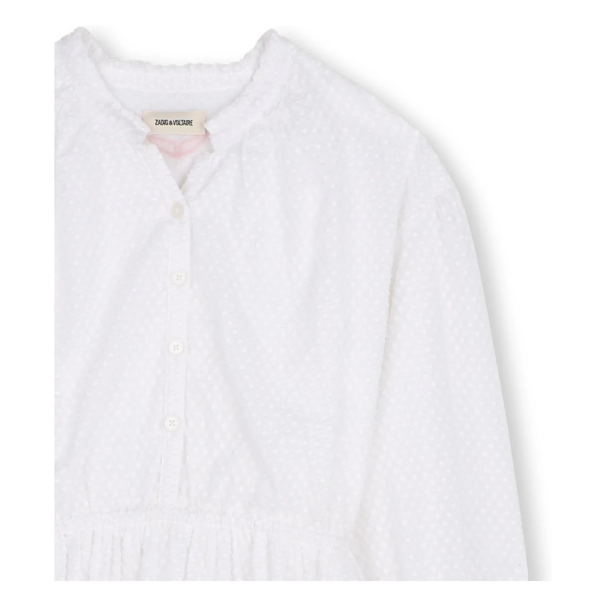 Zadig & Voltaire - Vestido de volantes Dobby con cintura elástica | Blanco