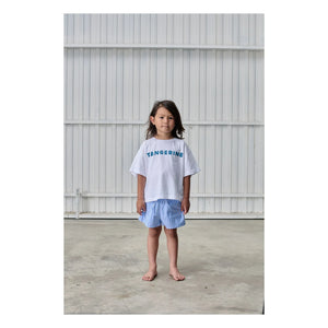 Mandarina - Pantalones cortos a rayas | Azul claro