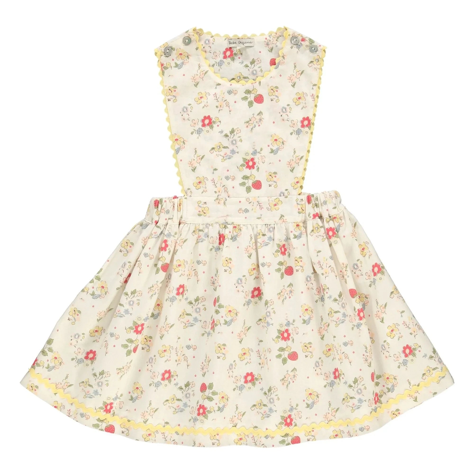 Bebe Organic - Vestido de babero con volantes Annice Fleurie | Blanco