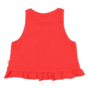 Búho - Blusa Volante con Flores Algodón Orgánico | Rojo