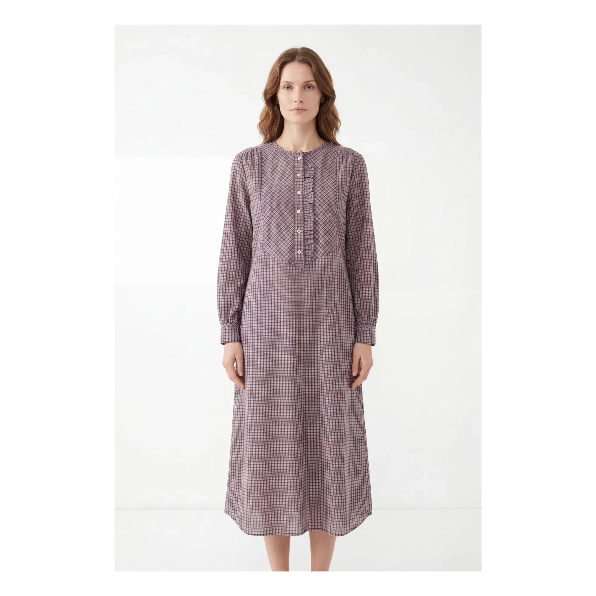 Hod - Vestido de cuadros de algodón Sally | Morado