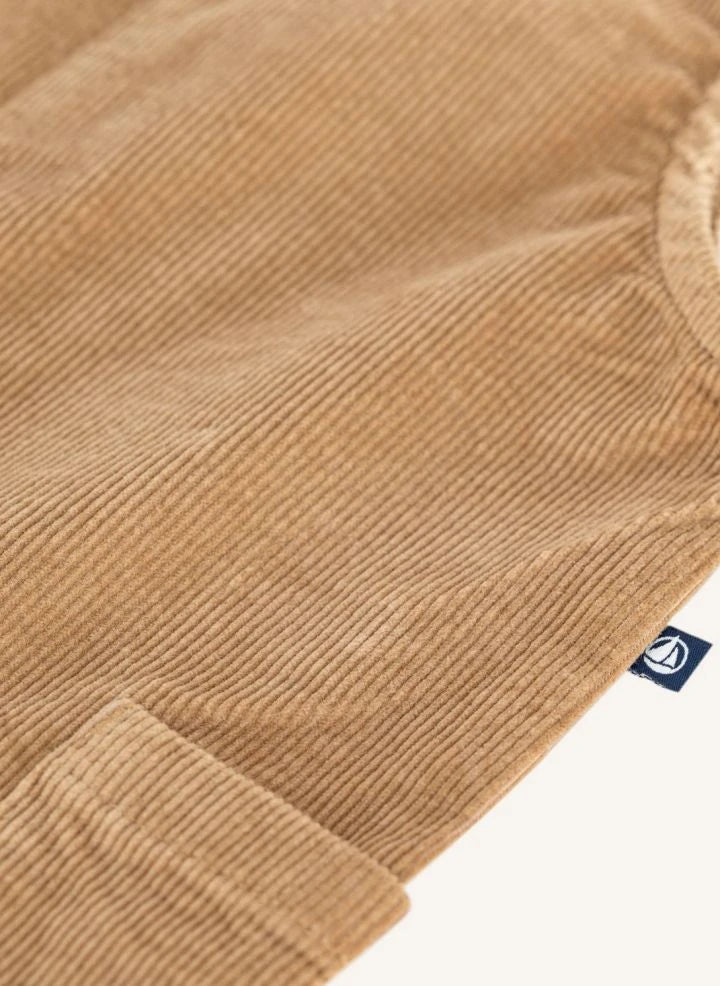 Petit Bateau - Mono de terciopelo de algodón orgánico | Camel