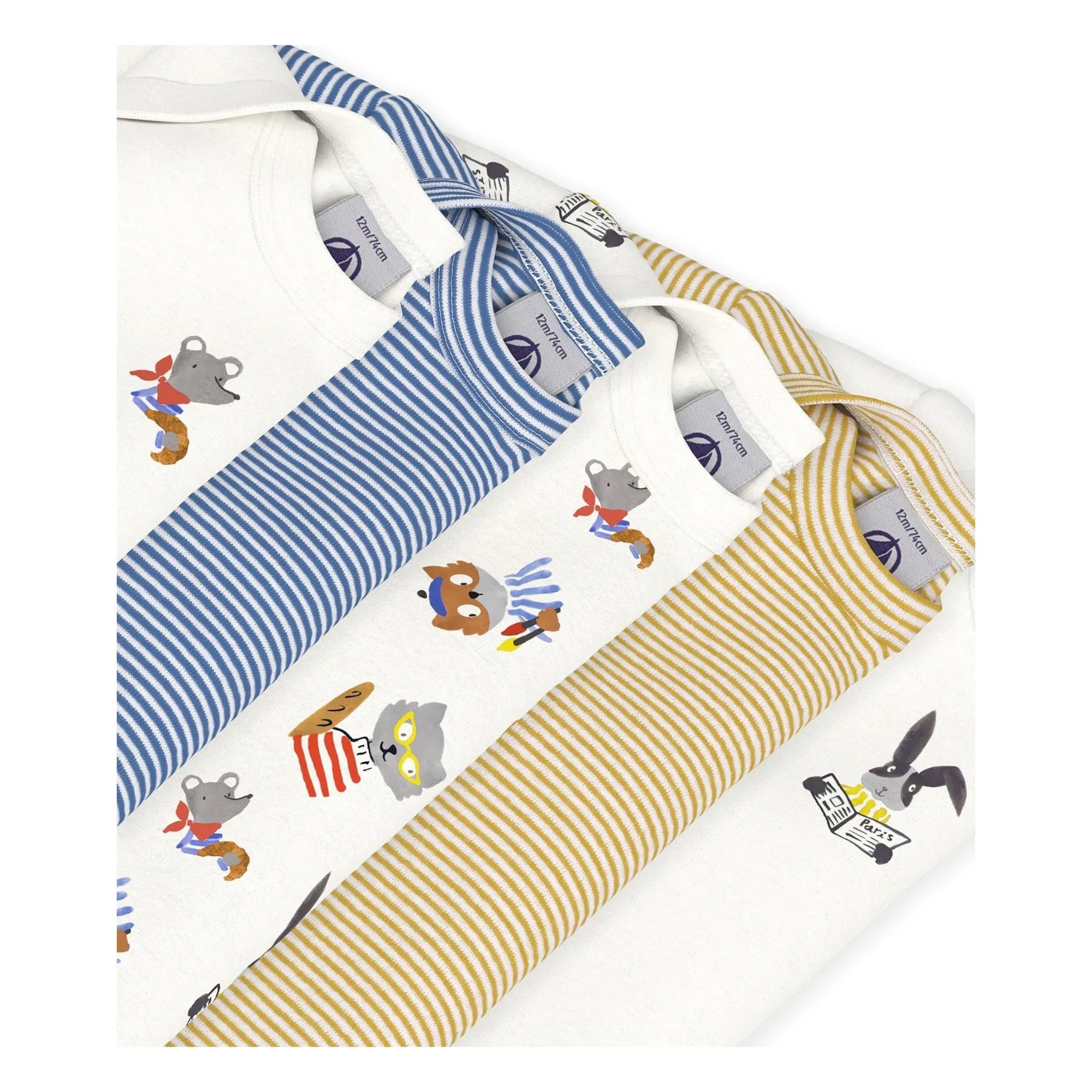 Petit Bateau - Conjunto de 5 Bodys de Algodón Orgánico con Animales | Blanco