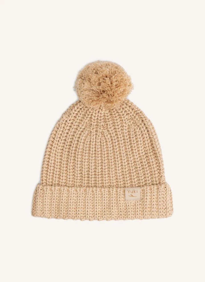 Yuki - Gorro de punto de algodón orgánico | Beige