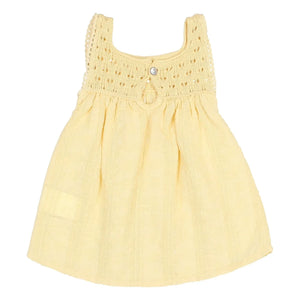 Búho - Vestido de algodón orgánico Lurex Boho | Amarillo