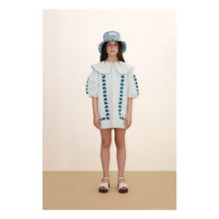 Tinycottons - Vestido Cuello Oversize con Flores | Azul