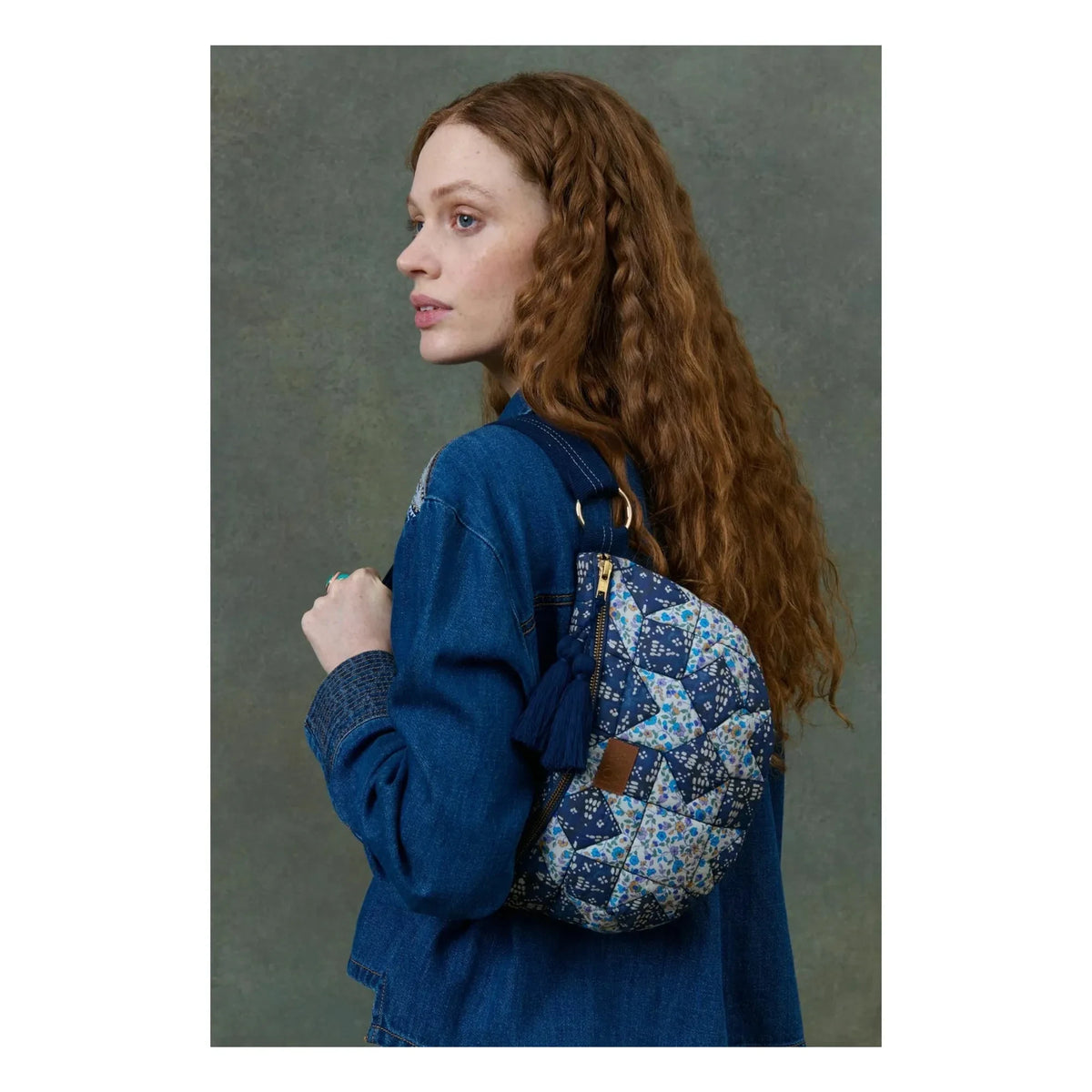 Louise Misha - Riñonera Gaby Midnight Star Patchwork Algodón Orgánico - Colección Mujer | Azul