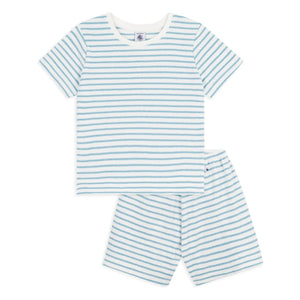 Petit Bateau - Pantalones cortos de pijama de toalla a rayas | Azul