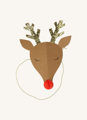 Meri Meri - Sombreros de Navidad con Ciervo Alegre - Pack de 6
