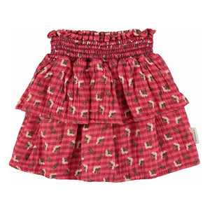 Piupiuchick - Falda con volantes y detalles florales | Rosa