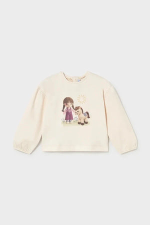 Blusa de manga larga de algodón para niñas Mayoral