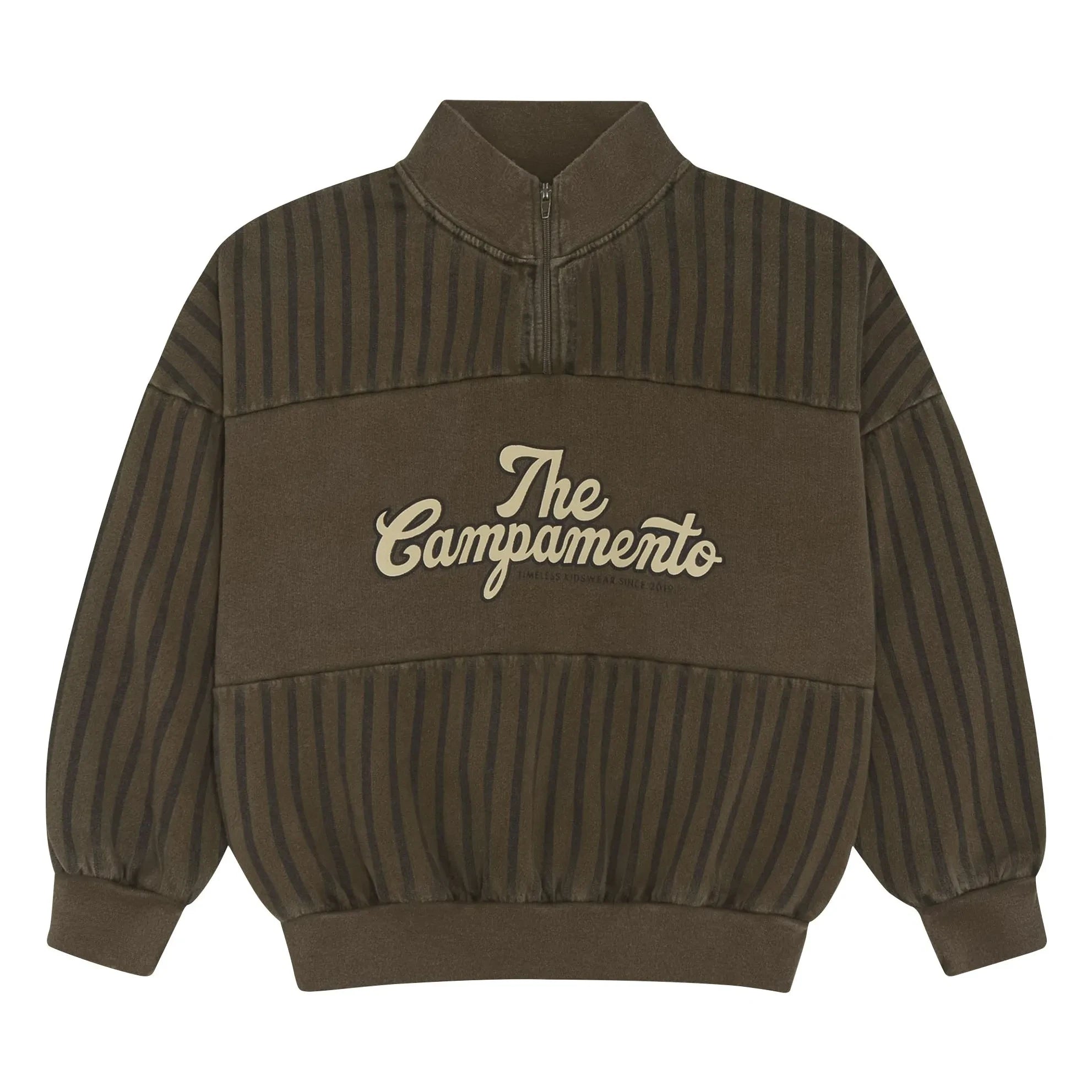 The Campamento - Sudadera con cremallera a rayas The Campamento | Caqui